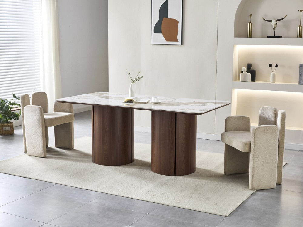 Mesa de comedor rectangular de cerámica Pendora "Milano" - 6 plazas - Marrón