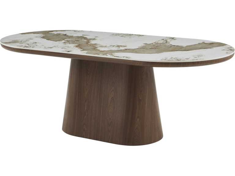 Mesa de comedor ovalada de cerámica Pandora "Bellagio" - 8 plazas - Beige