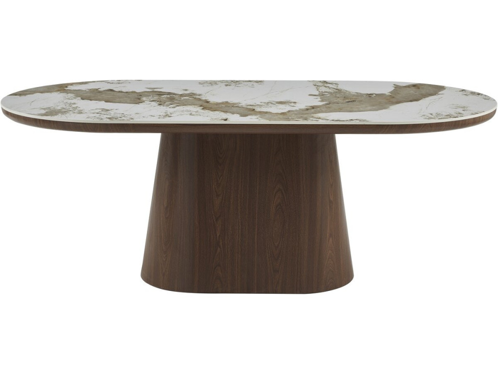 Mesa de comedor ovalada de cerámica Pandora "Bellagio" - 8 plazas - Beige