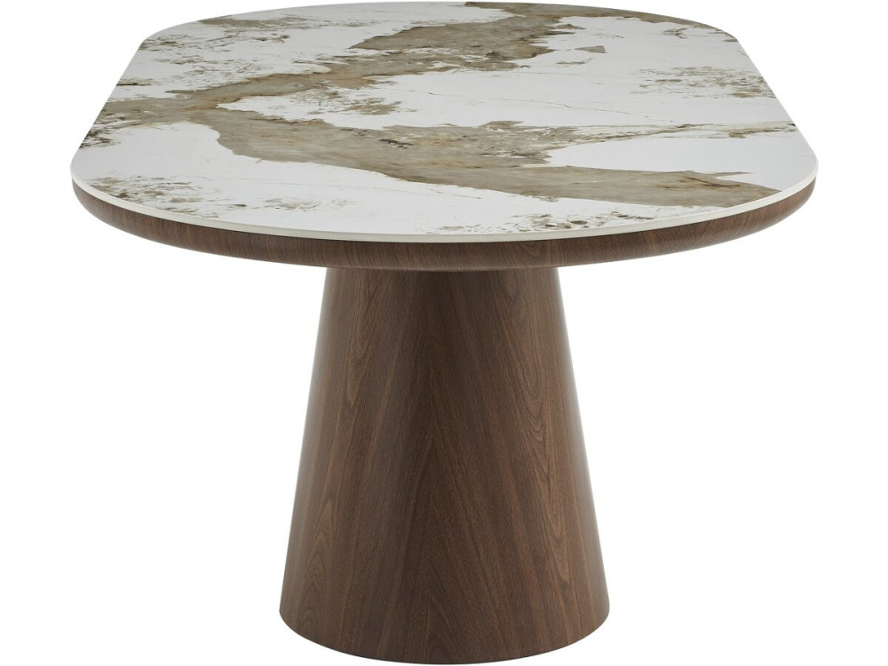 Mesa de comedor ovalada de cerámica Pandora "Bellagio" - 8 plazas - Beige