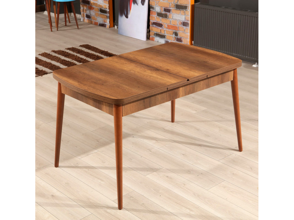 Mesa de comedor de madera extensible "Barok" - 78 x 132 x 80 cm - Nogal