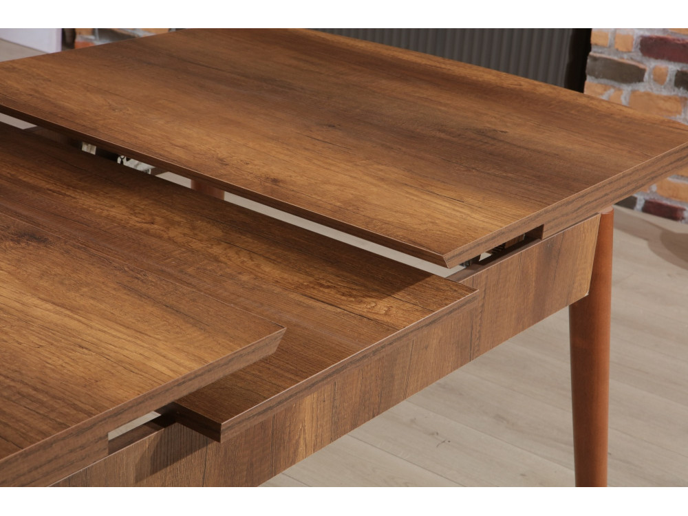 Mesa de comedor de madera extensible "Barok" - 78 x 132 x 80 cm - Nogal