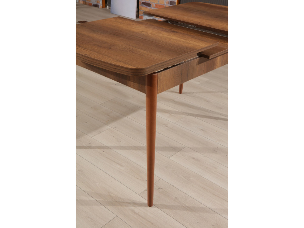 Mesa de comedor de madera extensible "Barok" - 78 x 132 x 80 cm - Nogal