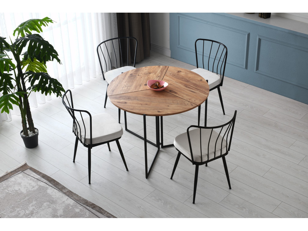 Mesa de comedor de madera "Yaprak" - 100 x 100 x 72 cm - Pino Atlántico