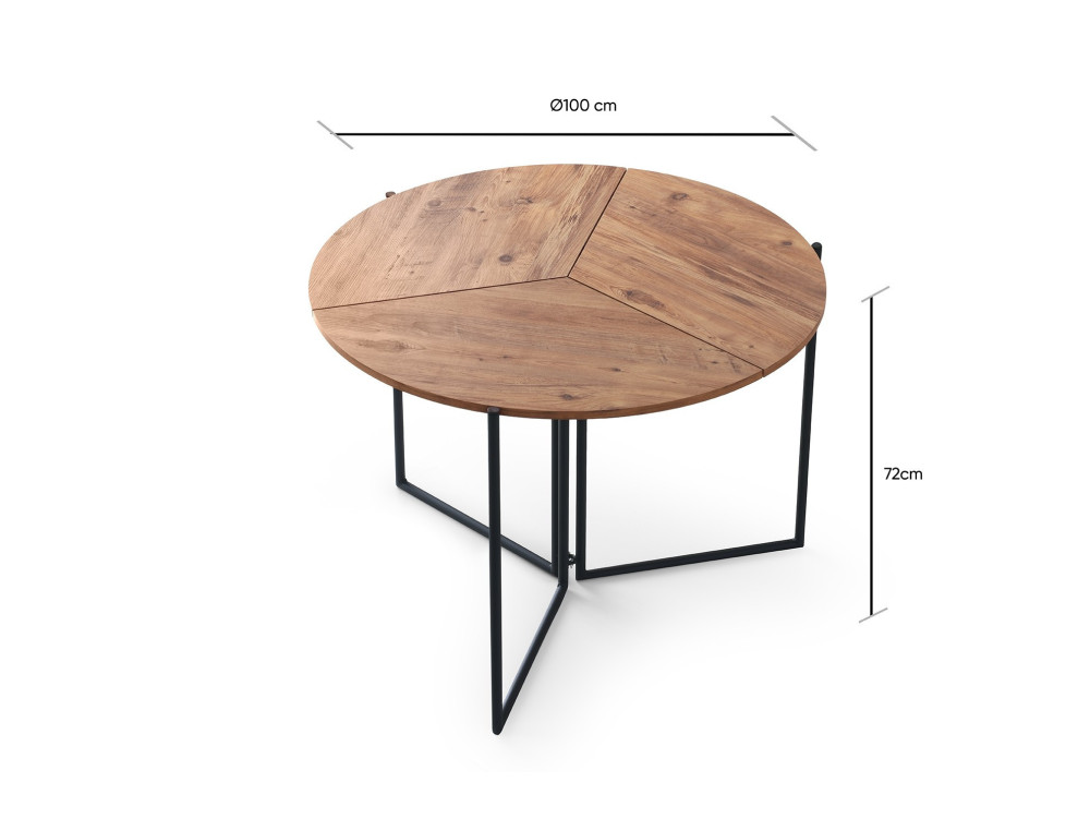 Mesa de comedor de madera "Yaprak" - 100 x 100 x 72 cm - Pino Atlántico