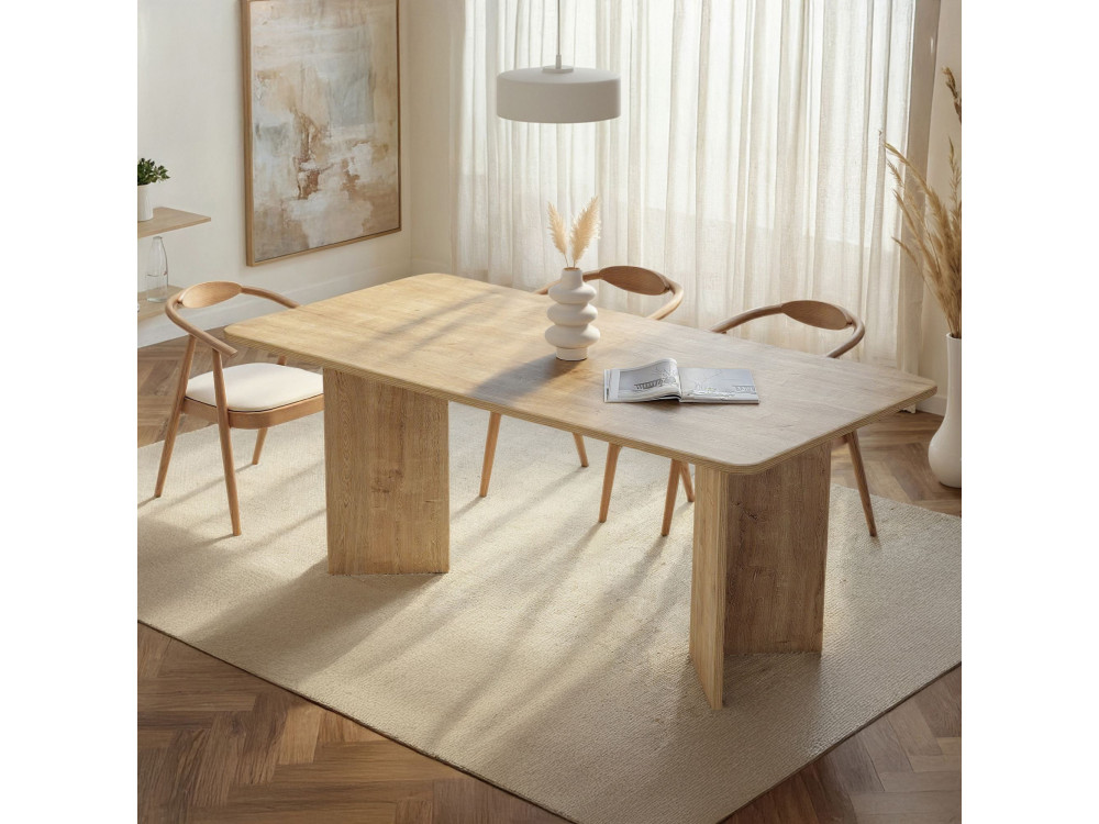 Mesa de comedor de madera "Linza" 180 x 90 x 75 cm - Roble miel