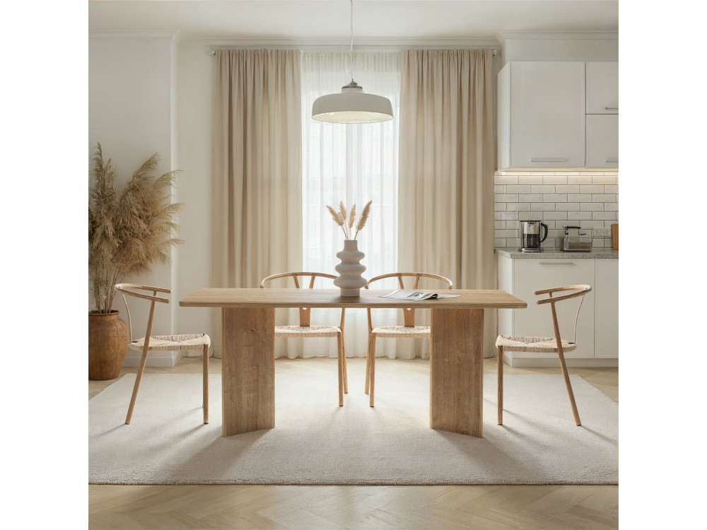 Mesa de comedor de madera "Linza" 180 x 90 x 75 cm - Roble miel