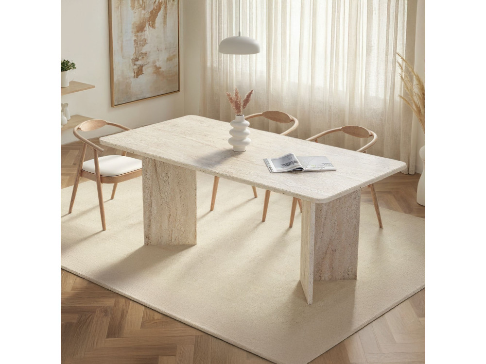 Mesa de comedor de madera "Linza" 180 x 90 x 75 cm - Travertino
