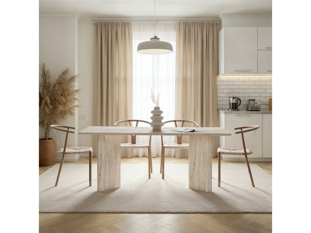 Mesa de comedor de madera "Linza" 180 x 90 x 75 cm - Travertino