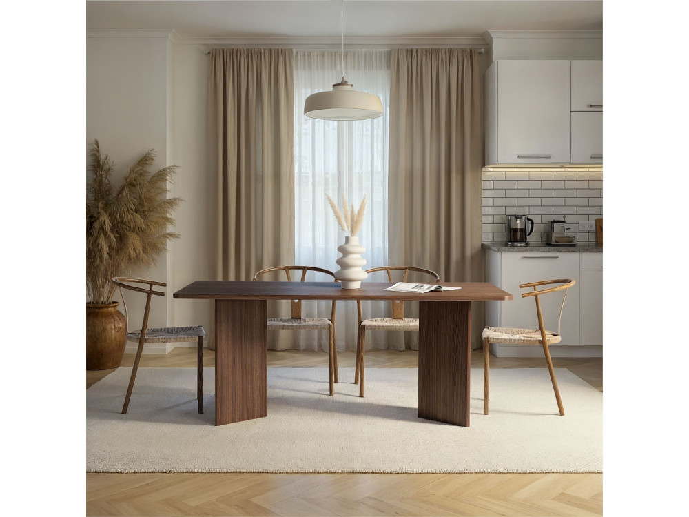 Mesa de comedor de madera "Linza" 180 x 90 x 75 cm - Nogal