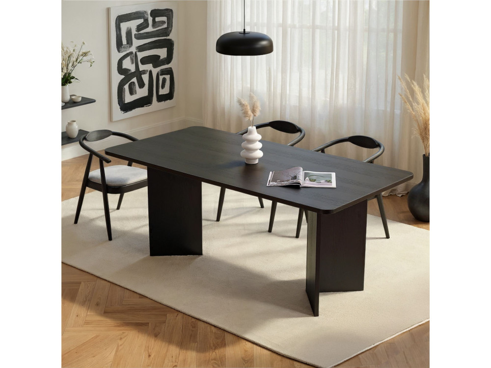 Mesa de comedor de madera "Linza" 180 x 90 x 75 cm - Madera negra