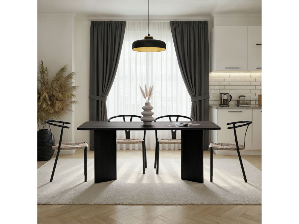 Mesa de comedor de madera "Linza" 180 x 90 x 75 cm - Madera negra
