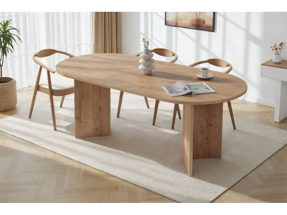 Mesa de comedor de madera "Sabella" 200 x 90 x 75 cm - Roble zafiro