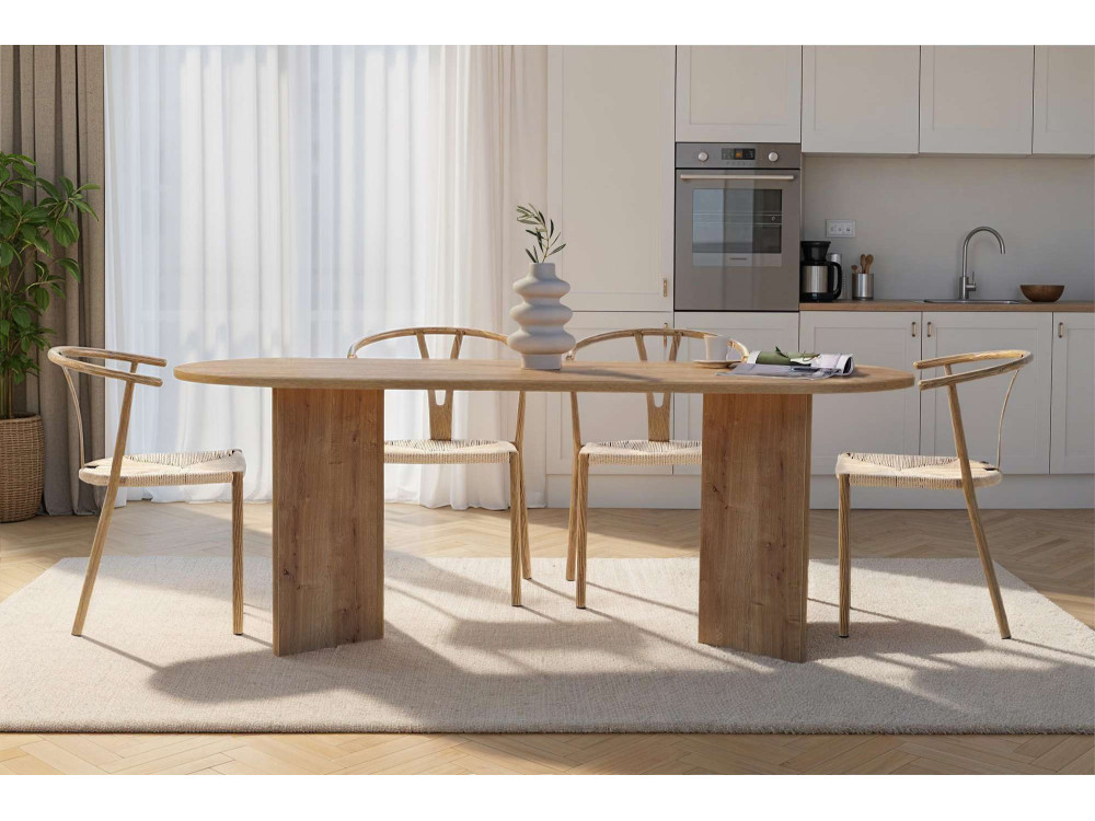 Mesa de comedor de madera "Sabella" 200 x 90 x 75 cm - Roble zafiro