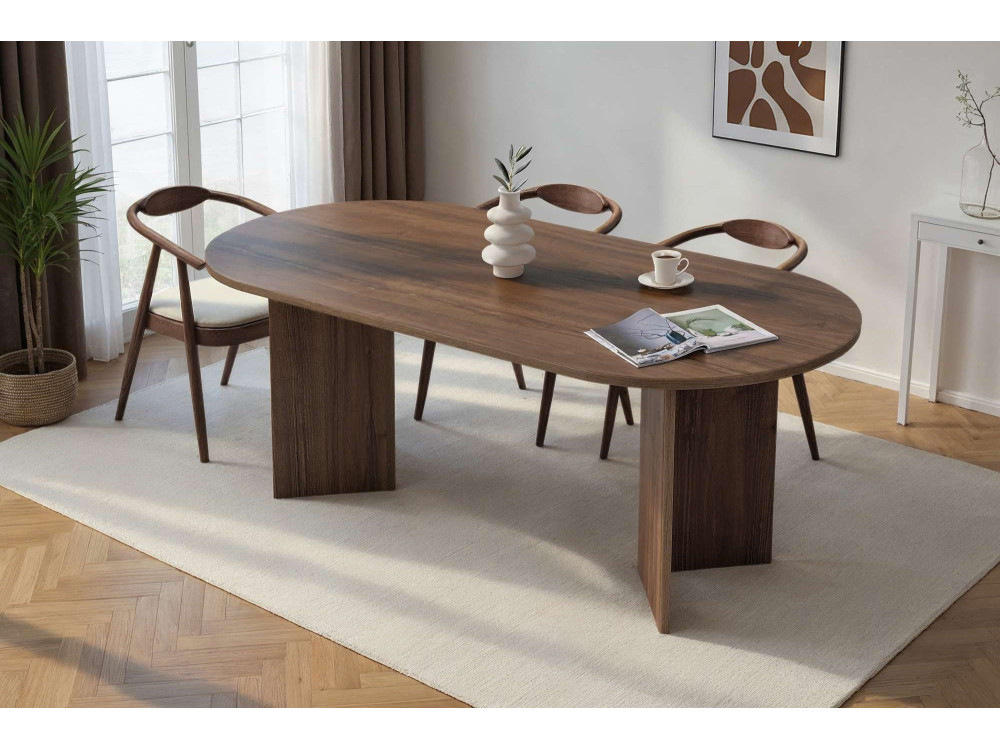 Mesa de comedor de madera "Sabella" 200 x 90 x 75 cm - Nogal