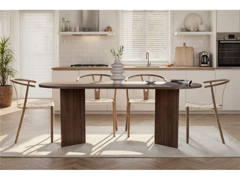 Mesa de comedor de madera "Sabella" 200 x 90 x 75 cm - Nogal