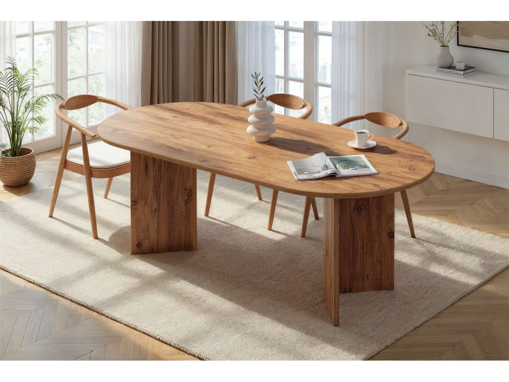 Mesa de comedor de madera "Sabella" 200 x 90 x 75 cm - Pino Atlántico