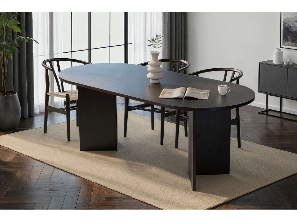 Mesa de comedor de madera "Sabella" 200 x 90 x 75 cm - Madera negra
