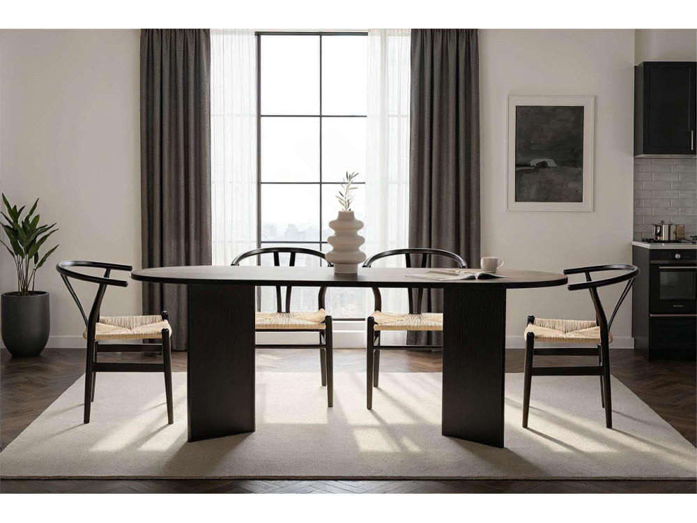 Mesa de comedor de madera "Sabella" 200 x 90 x 75 cm - Madera negra