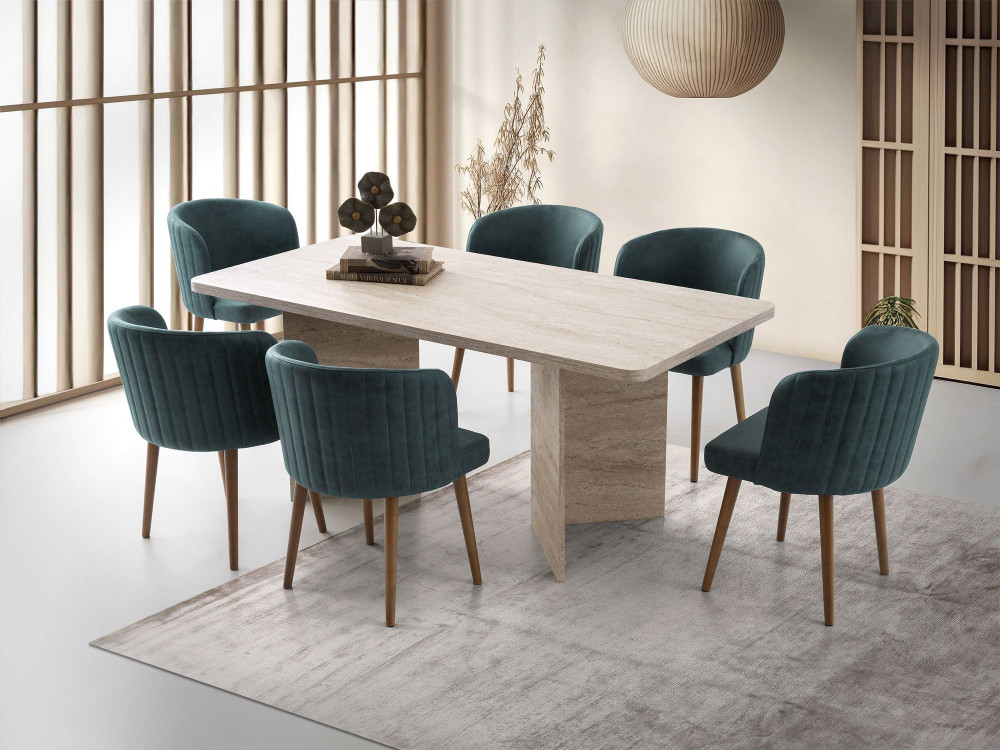 Mesa de comedor de madera "Lizzard" 180 x 90 x 77 cm - Travertino