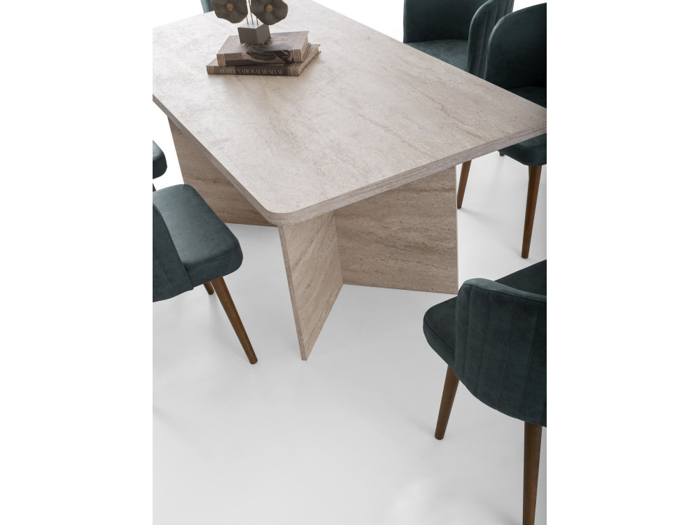 Mesa de comedor de madera "Lizzard" 180 x 90 x 77 cm - Travertino