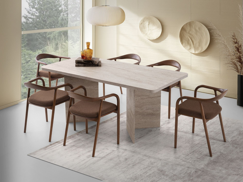 Mesa de comedor de madera "Lizzard" 180 x 90 x 77 cm - Travertino