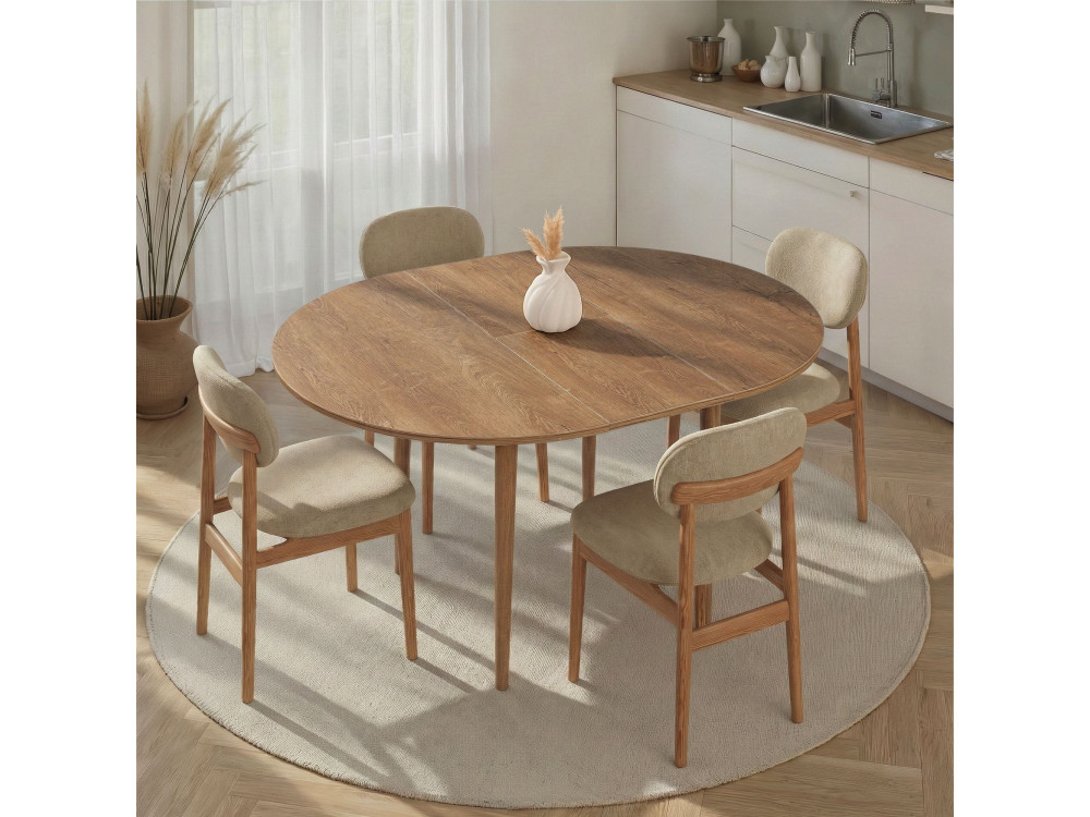 Mesa de comedor de madera extensible "Viona" 100 x 100 x 75 cm - Le chêne de Kafka
