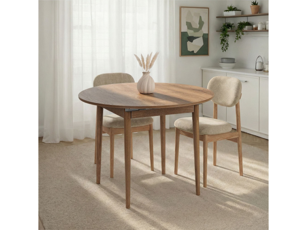 Mesa de comedor de madera extensible "Viona" 100 x 100 x 75 cm - Le chêne de Kafka