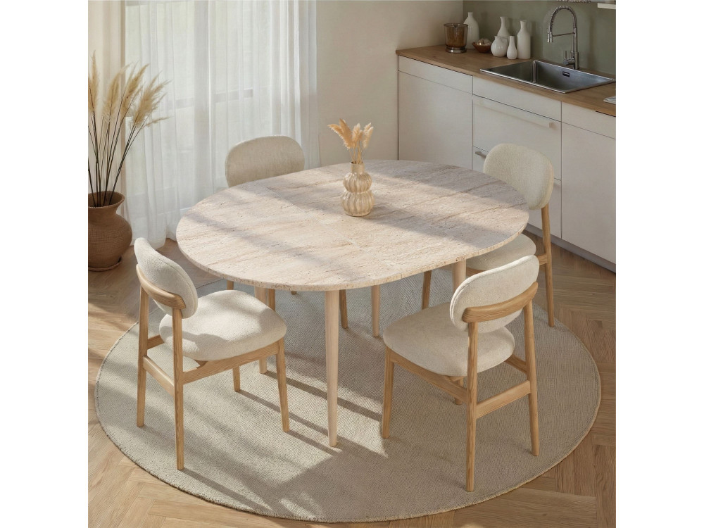 Mesa de comedor de madera extensible "Viona" 100 x 100 x 75 cm - Travertino