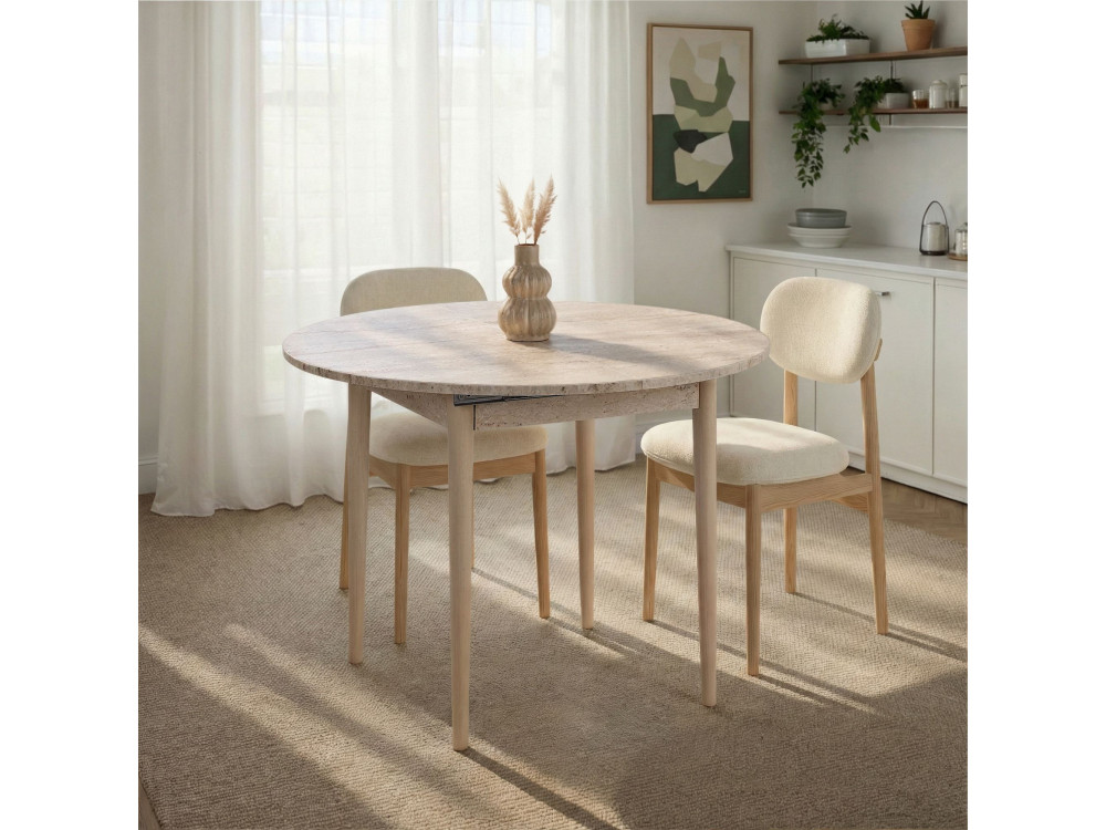 Mesa de comedor de madera extensible "Viona" 100 x 100 x 75 cm - Travertino