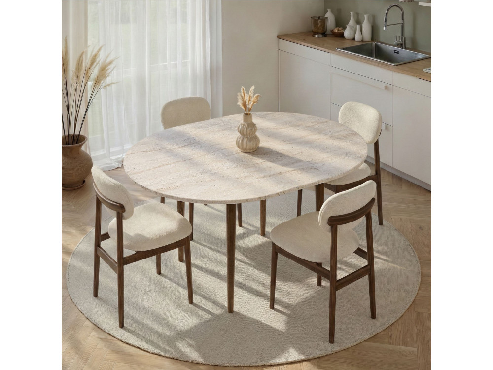 Mesa de comedor de madera extensible "Viona" 100 x 100 x 75 cm - Travertino