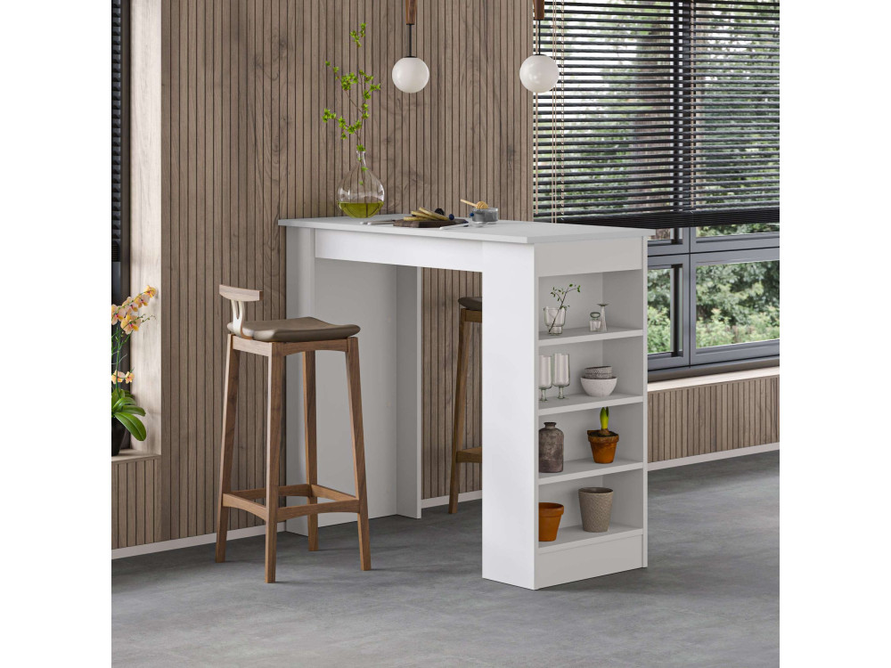 Mesa de bar de madera "Golondrina" 117 x 54 x 101,8 cm - Blanca