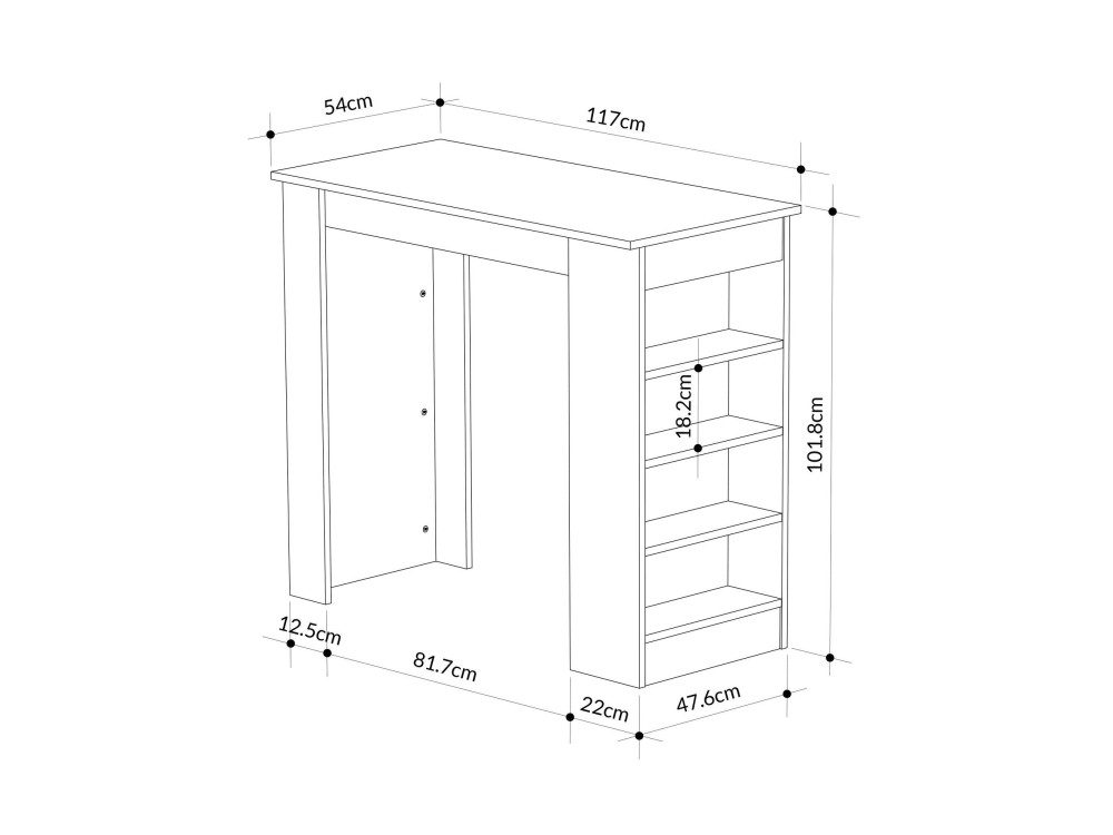 Mesa de bar de madera "Golondrina" 117 x 54 x 102 cm - Bendir