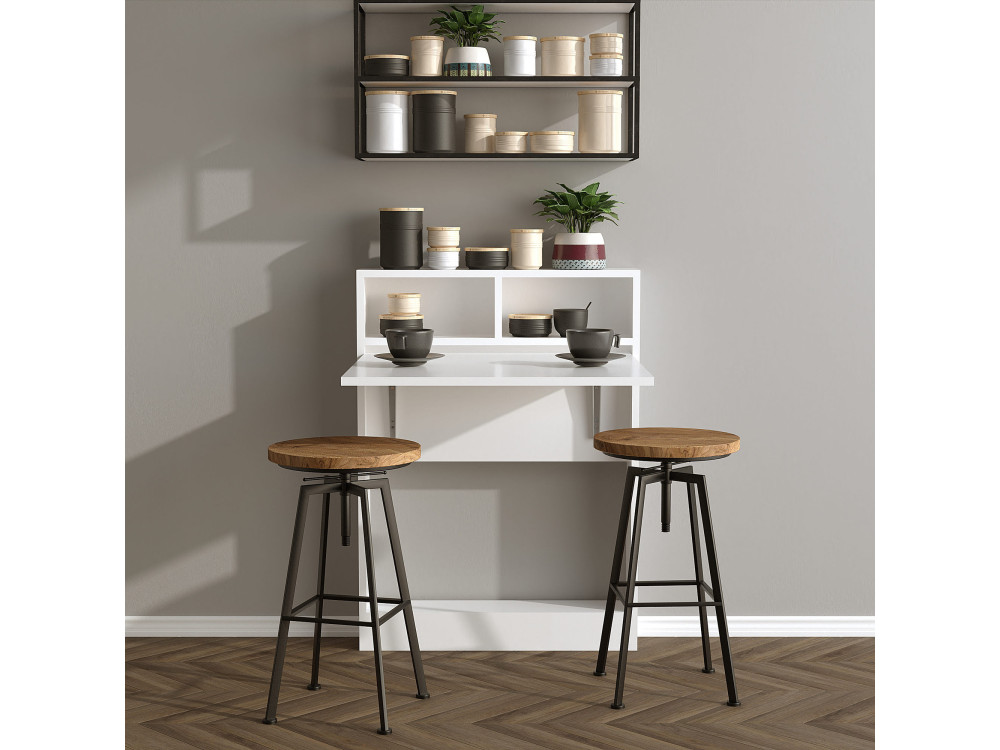 Mesa de comedor plegable de madera "Bracked" - 70 x 15 x 96 cm - Blanco
