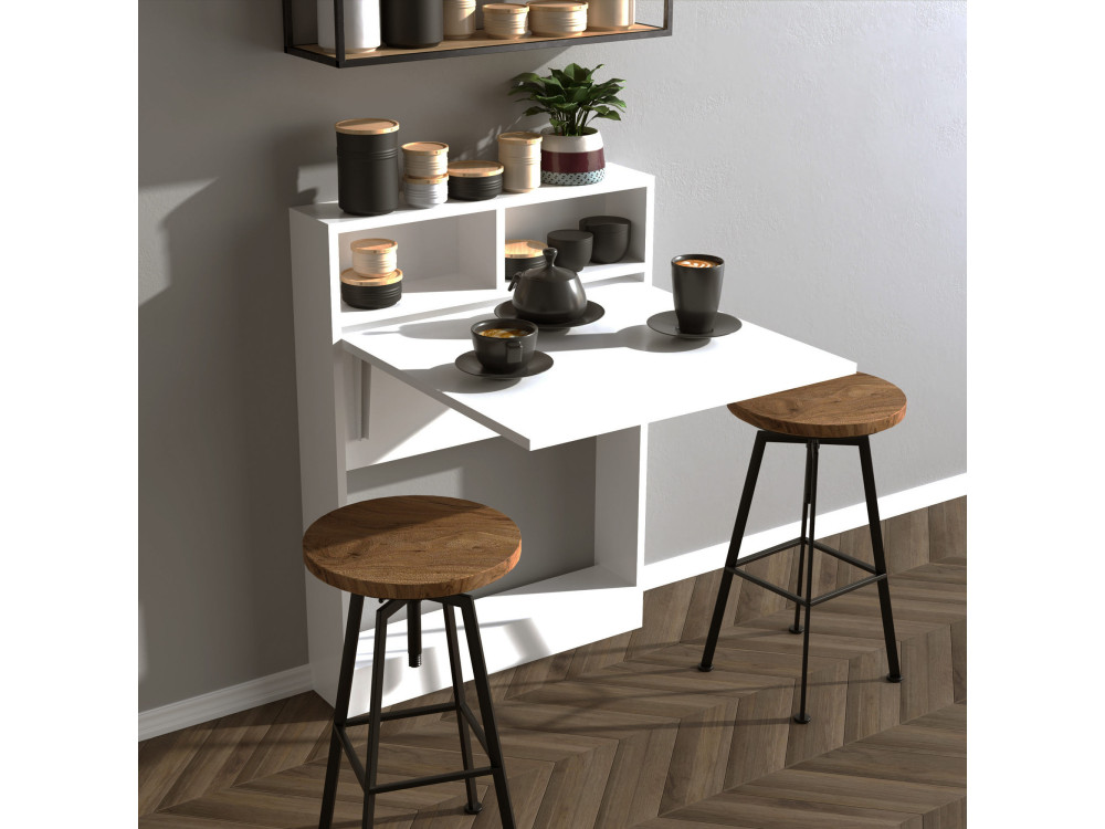 Mesa de comedor plegable de madera "Bracked" - 70 x 15 x 96 cm - Blanco