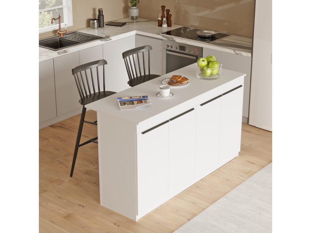 Mesa de cocina de madera "Lark" - 160 x 60 x 90 cm - Blanca