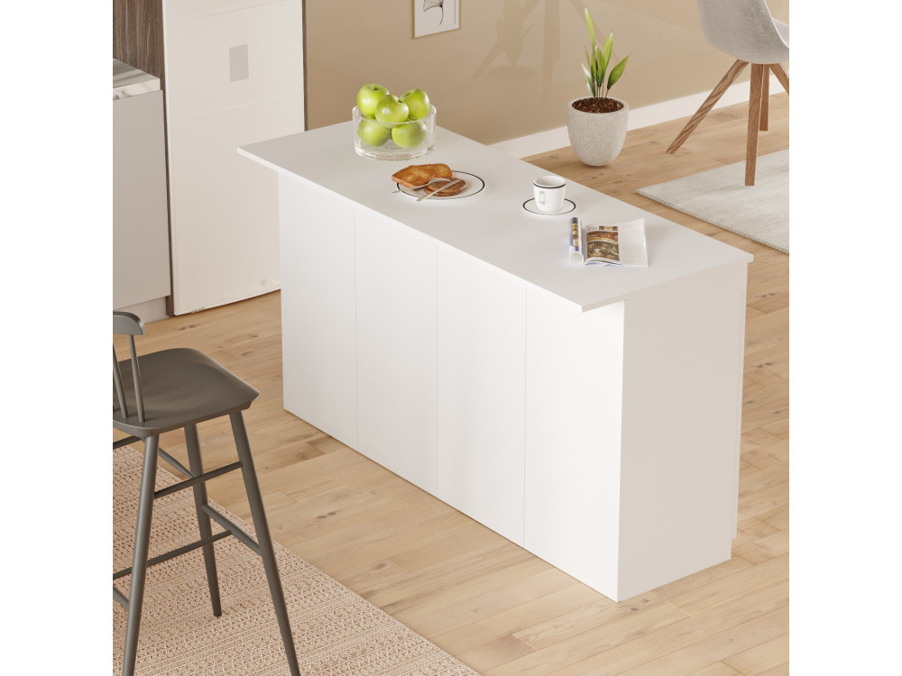 Mesa de cocina de madera "Lark" - 160 x 60 x 90 cm - Blanca
