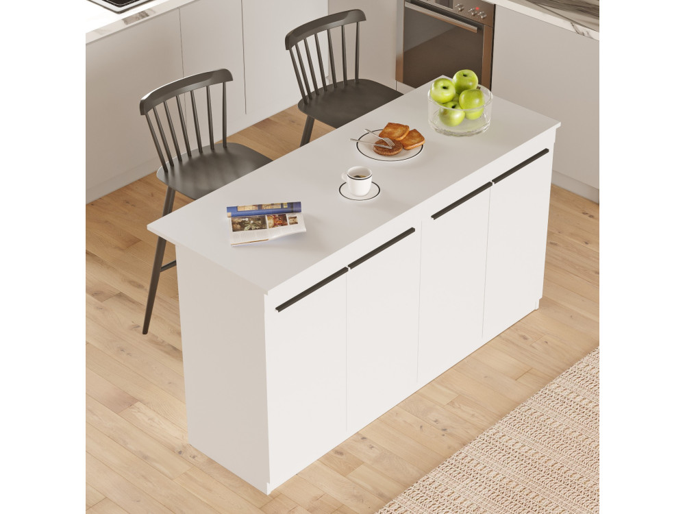Mesa de cocina de madera "Lark" - 160 x 60 x 90 cm - Blanca