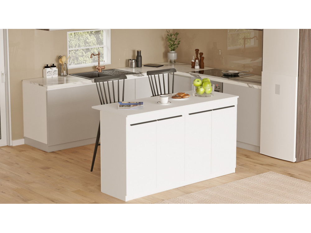 Mesa de cocina de madera "Lark" - 160 x 60 x 90 cm - Blanca