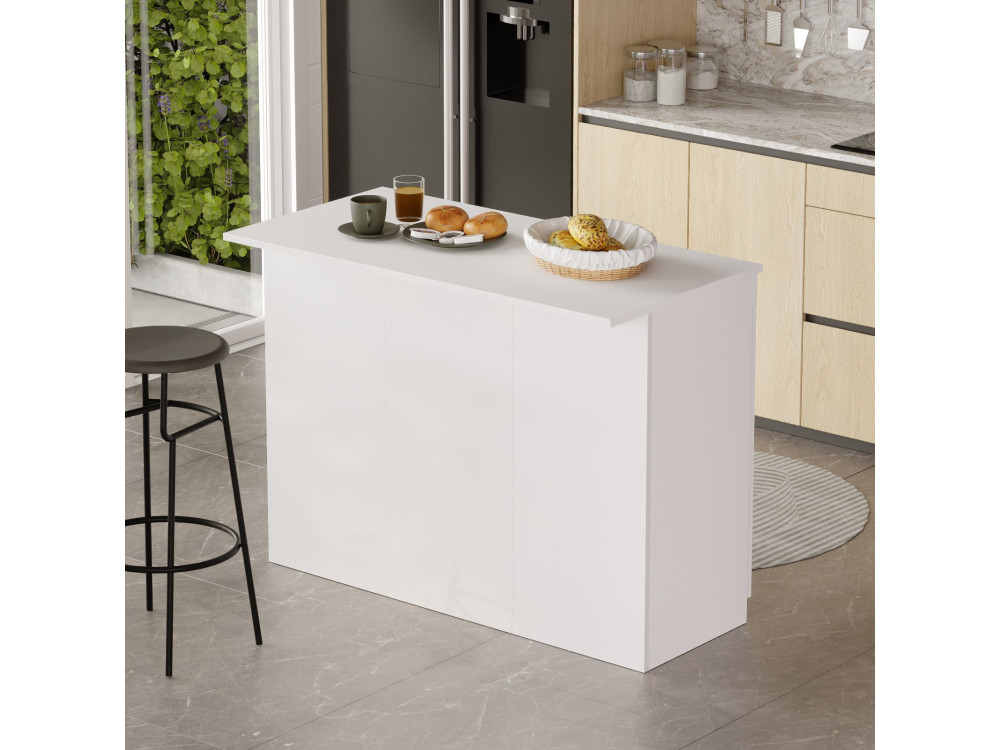 Mesa de cocina de madera "Orlando" - 120 x 60 x 88 cm - Blanca