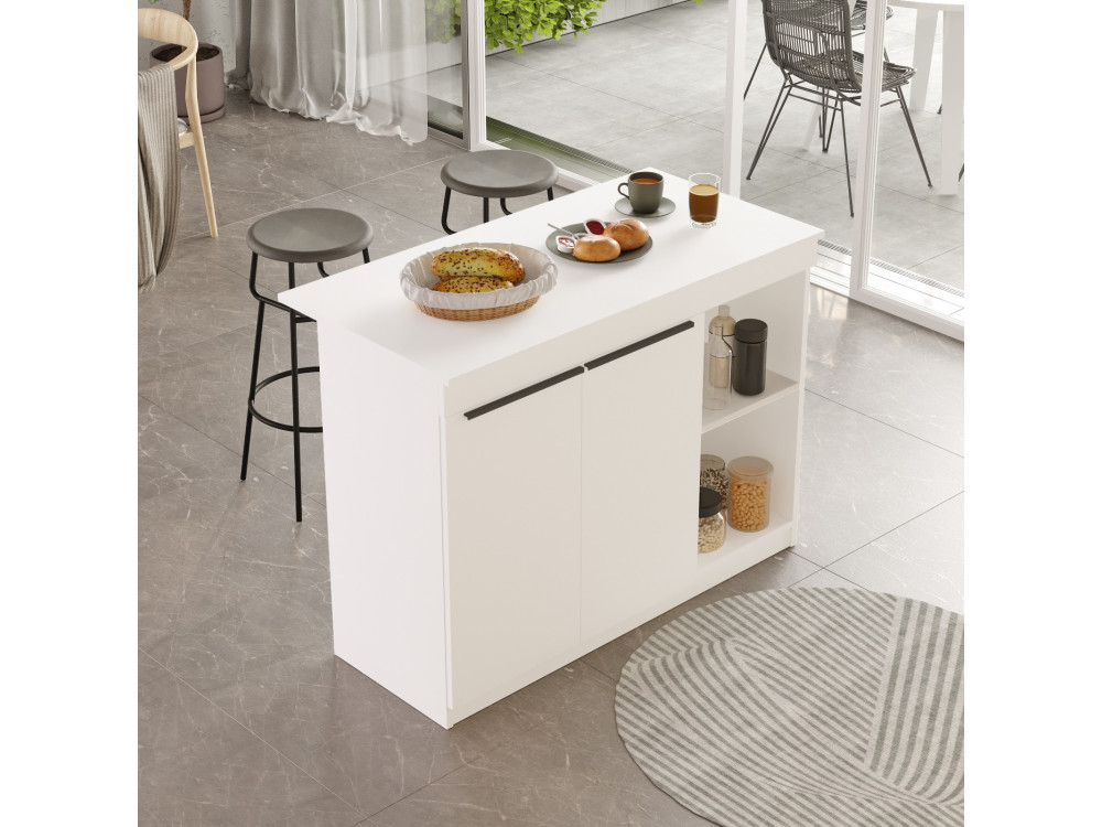 Mesa de cocina de madera "Orlando" - 120 x 60 x 88 cm - Blanca