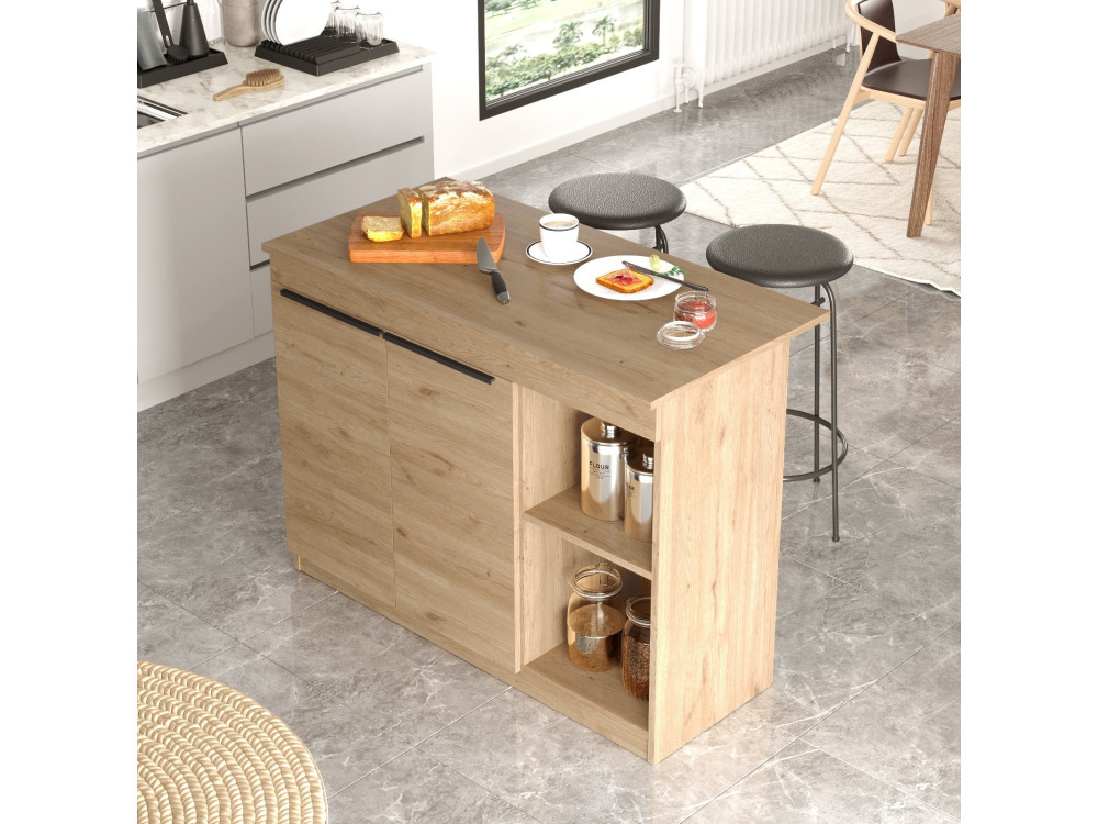 Mesa de cocina de madera "Siven" - 120 x 60 x 88 cm - Marrón