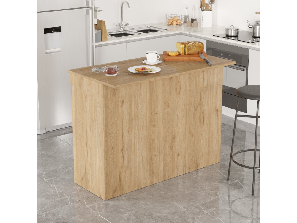 Mesa de cocina de madera "Siven" - 120 x 60 x 88 cm - Marrón