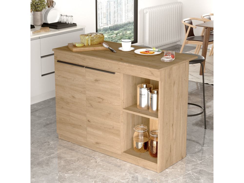 Mesa de cocina de madera "Siven" - 120 x 60 x 88 cm - Marrón