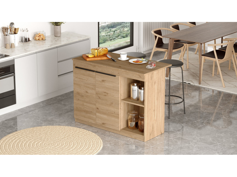 Mesa de cocina de madera "Siven" - 120 x 60 x 88 cm - Marrón