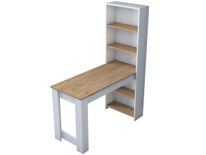 Mesa de comedor de madera "Jong" con estantes - 120 x 54 x 154 cm - Marrón