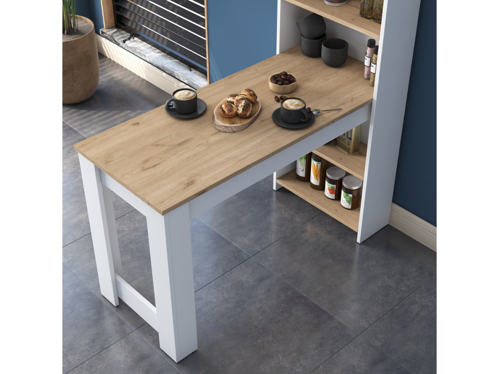 Mesa de comedor de madera "Jong" con estantes - 120 x 54 x 154 cm - Marrón