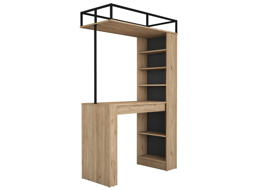 Mesa de comedor de madera "Jacob" con estantes - 120 x 56 x 199 cm - Marrón