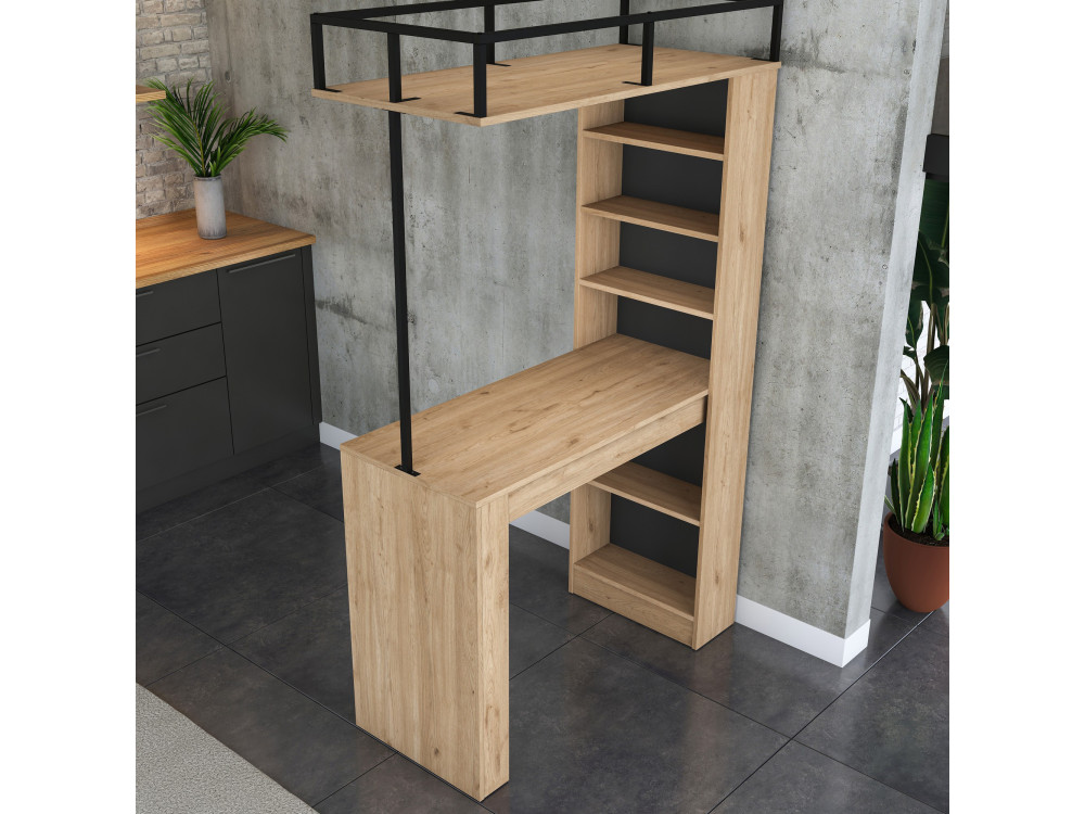 Mesa de comedor de madera "Jacob" con estantes - 120 x 56 x 199 cm - Marrón