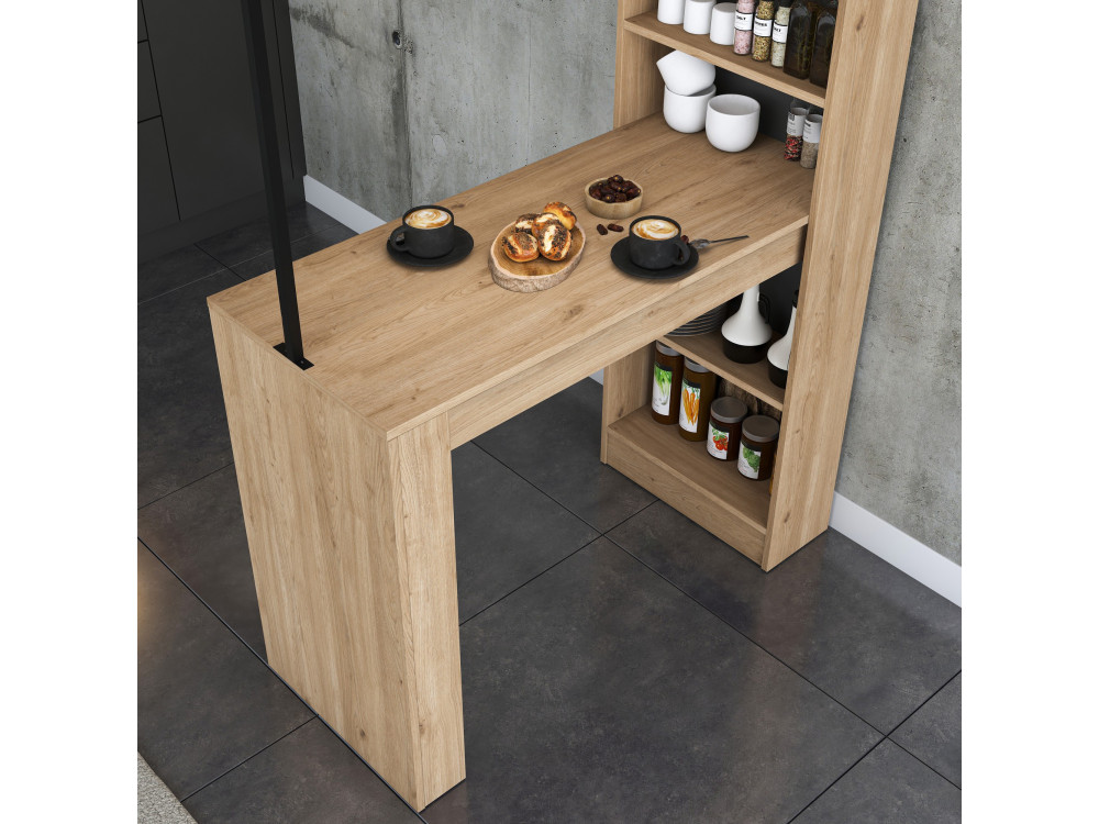 Mesa de comedor de madera "Jacob" con estantes - 120 x 56 x 199 cm - Marrón